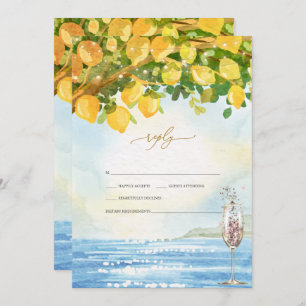 Convites Lemons Ocean Champagne Glass RSVP