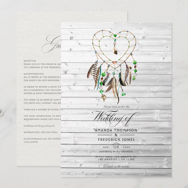 Convites Lenda Indígena Rústica Casamento Boho Tribal (Frente/Verso)