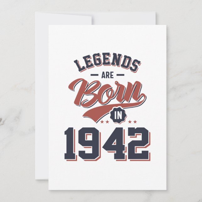 Convites Lendas Nasceram em 1942 Presente de Aniversário (Frente)