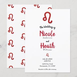 Convites LEO Astronomia do Zodíaco Vermelho Casamento de Ju