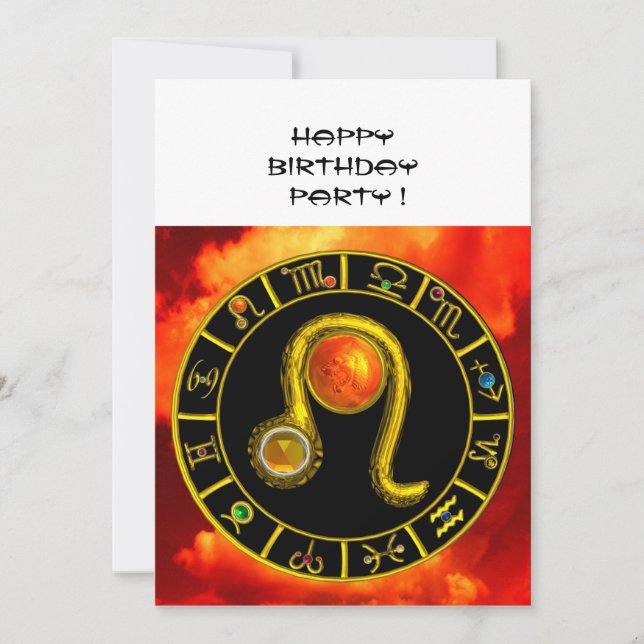 CONVITES LEO,TOPAZ GEM,SINAIS ZODIÁTICOS,FESTA DE ANIVERSÁR (Frente)