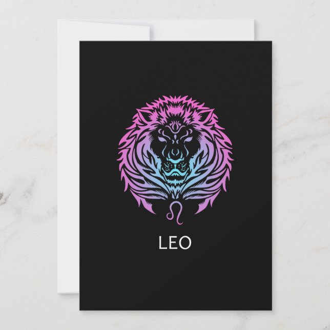 Convites Leo Zodiac Sign The Lion Design Birthday Gift (Frente)