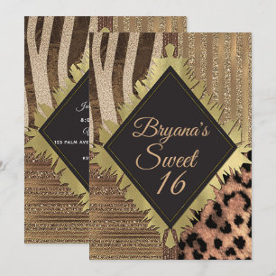 Convites Leoa Safari Chic Glamour Moderno de Jungle Anivers