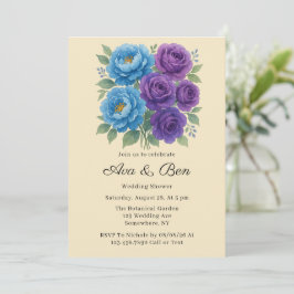 Convites Leões Azul, Peony e Fig Rosa Chá de casamento Roxo