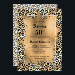 Convites Leopard 50ª Festa de aniversário<br><div class="desc">As impressões do leopardo legante estão sobrepostas com folhas falsas de ouro e os detalhes da sua festa de aniversário em caracteres quicos para QUALQUER aniversário da IDADE. COORDENANDO itens disponíveis em nossa loja.</div>