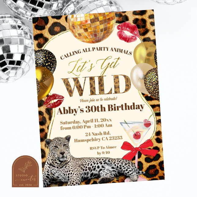 Convites Leopard Calling All Party Animals Wild Adult Birth (Criador carregado)