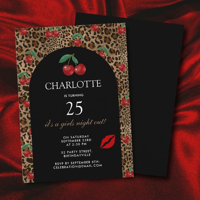 Convites Leopard Cheetah Animal Print Red Cherry Birthday (Leopard Cheetah Animal Print Red Cherry Birthday Invitation)