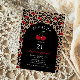 Convites Leopard Cheetah Cherry Birthday Invitation