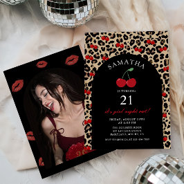 Convites Leopard Cheetah Cherry Birthday Photo Invitation