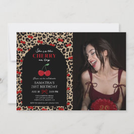 Convites Leopard Cheetah Cherry On Top Birthday Photo