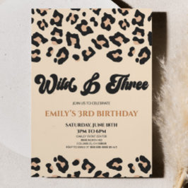 Convites Leopard Cheetah Wild e Três aniversário de 3 anos