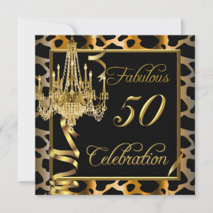 Convites Leopard Dourado Fabulosa Mulheres 50