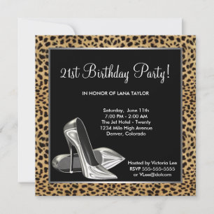 Convites Leopard High Heels Mulheres aniversário de 21 anos