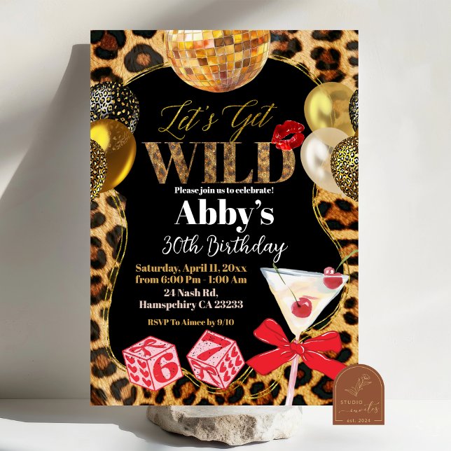 Convites Leopard Let's Get Wild Birthday Invitation (Criador carregado)