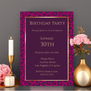 Convites Leopard Print-Magenta-Birthday