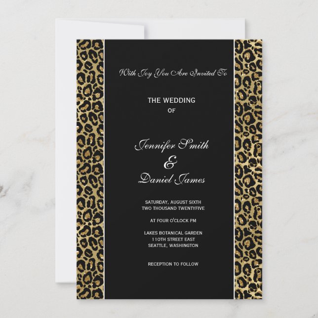Convites Leopard Print Wedding Invitation (Frente)