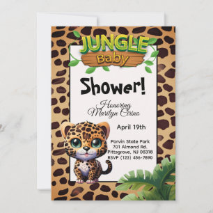 Convites Leopard Print Willife Gatinho Selgle Chá de fralda