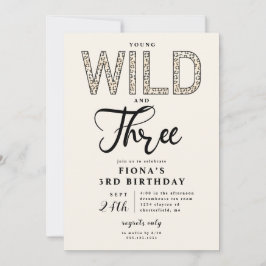 Convites Leopard Young Wild Três Aniversário