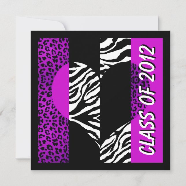 Convites Leopard Zebra - Imprimir Festa de formatura Roxa C (Frente)