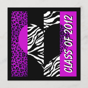 Convites Leopard Zebra - Imprimir Festa de formatura Roxa C