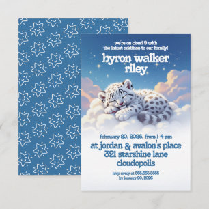 Convites Leopardo de Neve Bonita Dormindo em Chá de fraldas