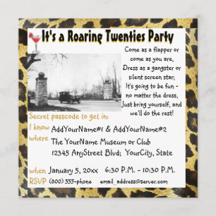 Convites Leopardo do Flapper do partido dos anos 20 rujir