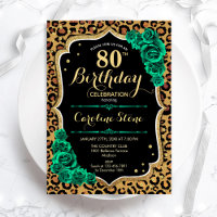 Leopardo Imprimir Rosa Verde 80 Aniversário