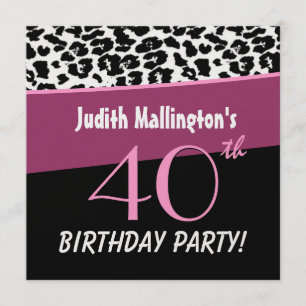 Convites Leopardo Moderno Do Partido aniversário de 40 ano