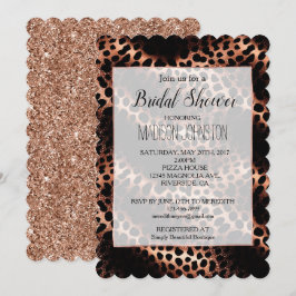 Convites Leopardo Negro rosa Dourado