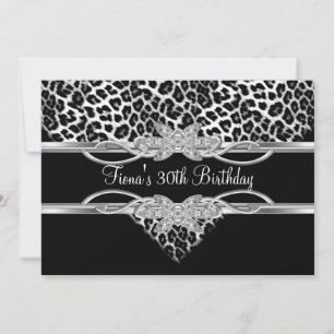 Convites Leopardo Preto Branco 30º Diamante Jóia