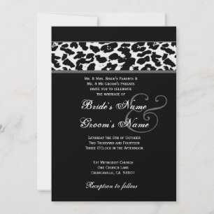 Convites Leopardo preto e branco que Wedding o papel