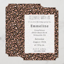 Convites Leopardo Rosa Dourado castanho