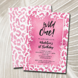 Convites Leopardo Rosa Selvagem Primeiro Aniversário