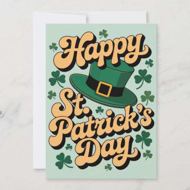 Convites Leprechaun Hat& Shamrocks Happy St. Patrick's Day  (Frente)