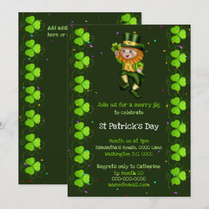 Convites Leprechaun jig sortudo shamrock Irish Clover