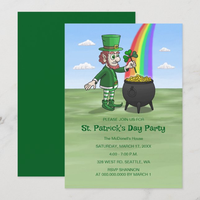Convites Leprechauns St. Patrick's day party (Frente/Verso)