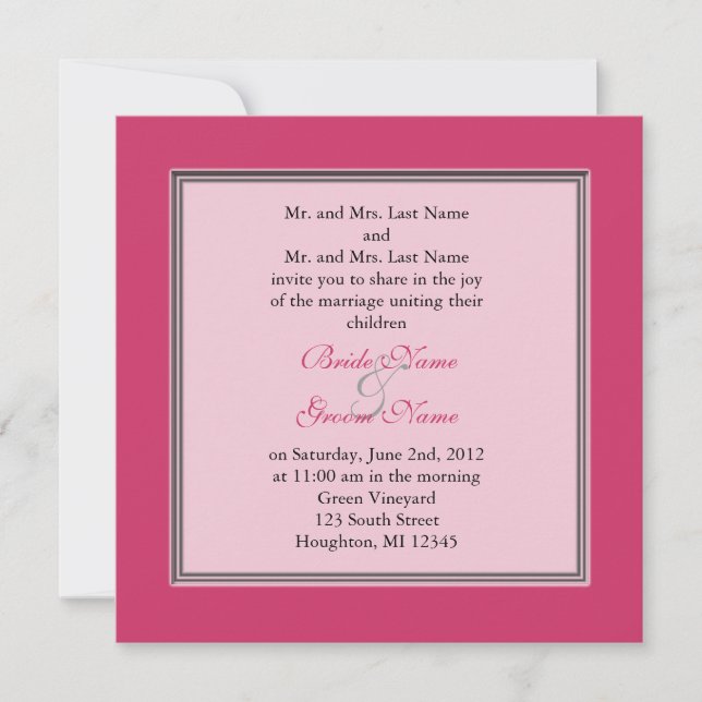 Convites Leque de bambu e seda chinês casamento rosa (Frente)