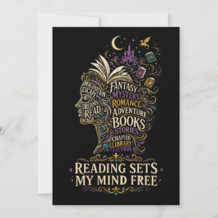 Convites Ler liberta minha mente para os amantes de livros