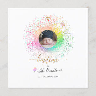 Convites Les Confettis arc-en-ciel Faire-part de Baptême
