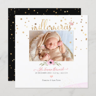 Convites Les etoiles d'or Remerciement Naissance File