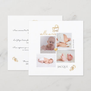 Convites Les Jouets D'or Remerciement Naissance Fille