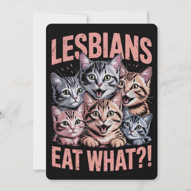 Convites Lésbicas Comem Que Orgulho LGBTQ Lésbica De Gato E (Frente)