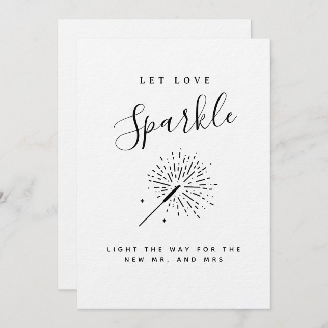 Convites Let Love Sparkle Modern Minimalist Wedding  (Frente/Verso)