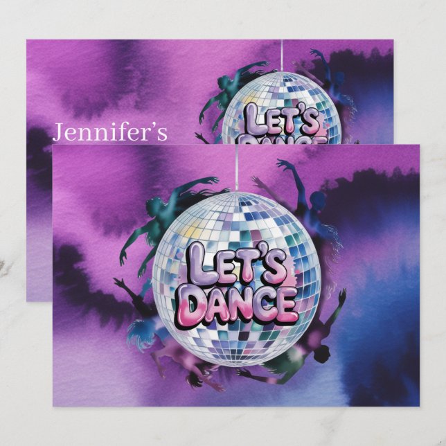 Convites Let’s Dance Birthday Party Bash (Frente/Verso)