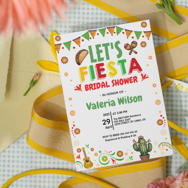 Convites Let’s Fiesta Bridal Shower Colorful Mexican (let's fiesta bridal shower invitations cactus succulent mexican floral cinco de mayo colorful )