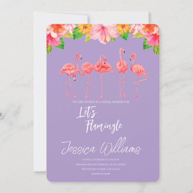 Convites Let’s Flamingle! Tropical Bridal Shower Bash (Frente)