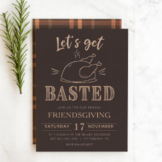 Convites Let’s Get Basted Funny Friendsgiving Invitation