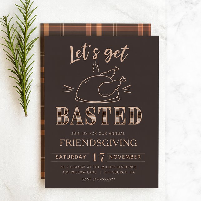 Convites Let’s Get Basted Funny Friendsgiving Invitation (Criador carregado)