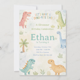 Convites Let’s Have A Dino-Mite Time Invitation Editable