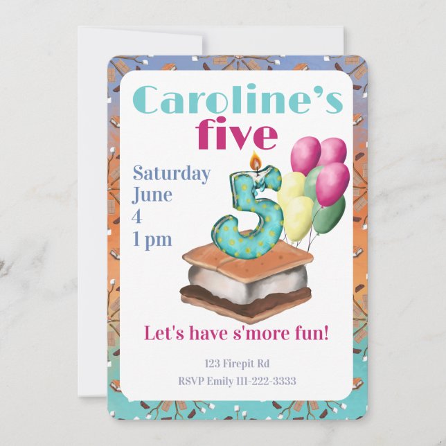 Convites Let’s have s’more fun 5th Birthday Invitation (Frente)